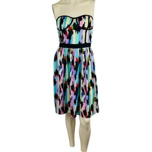 Akira Black Label Colorful Strapless Midi Dress Dopamine Dressing Bold Artistic